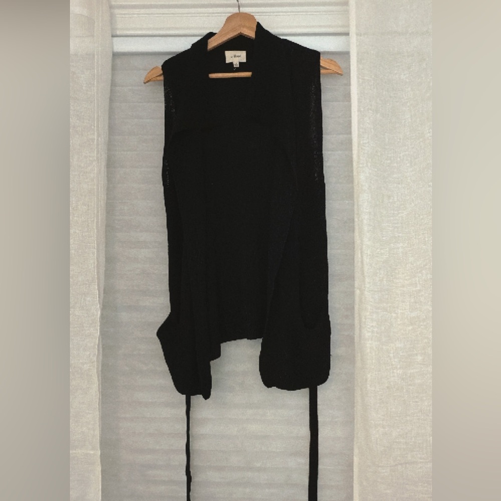 Wilfred Textured Black Open Front Cardigan